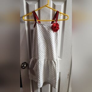 Girls Polka Dot Dress with Red Flower Accent. Size 12 Janie and Jack